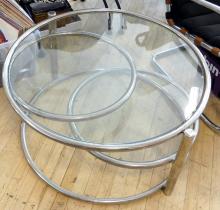THREE-TIER CHROME COFFEE TABLE