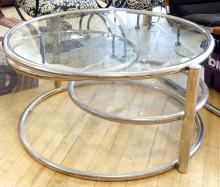 THREE-TIER CHROME COFFEE TABLE