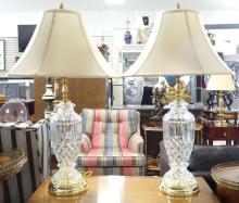 PAIR OF CRYSTAL TABLE LAMPS
