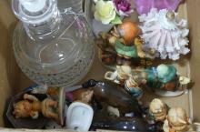 BOX LOT OF FIGURINES AND CRYSTAL