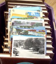 BIN OF BOOKS AND POSTCARDS