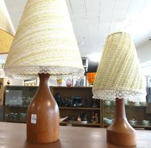 THREE TEAK TABLE LAMPS