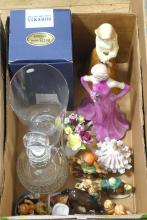 BOX LOT OF FIGURINES AND CRYSTAL