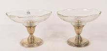 PAIR OF STERLING AND GLASS COMPOTES