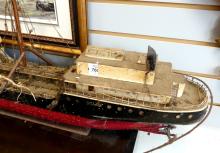 TWO WOODEN MODEL BOATS