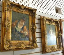 PAIR OF GILTWOOD FRAMED TEXTURED PRINTS