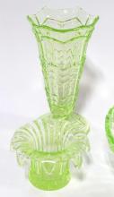 FOUR PIECES OF VASELINE GLASS