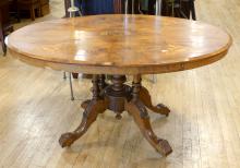 ANTIQUE BURL WALNUT CENTRE TABLE