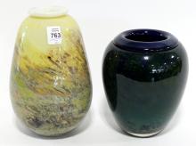 TWO ART GLASS VASES
