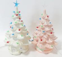 TWO CERAMIC CHRISTMAS TREES
