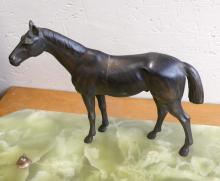 ONYX STANDISH WITH HORSE SCULPTURE
