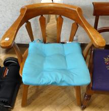 MAPLE CAPTAIN'S CHAIR AND MAHOGANY SIDE CHAIR