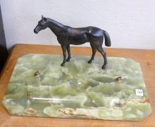 ONYX STANDISH WITH HORSE SCULPTURE
