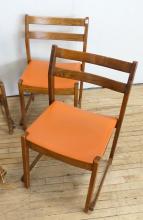 FOUR MCM OAK STACKING CHAIRS