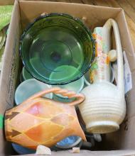 TWO BOX LOTS OF GLASS AND POTTERY