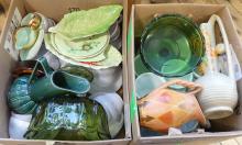 TWO BOX LOTS OF GLASS AND POTTERY