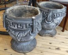 PAIR OF CEMENT GARDEN PLANTERS