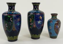 THREE CLOISONNE VASES