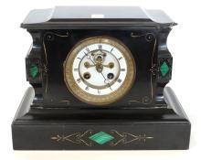 BLACK MARBLE MANTEL CLOCK