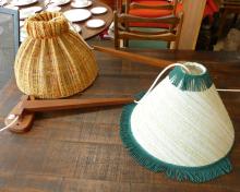 TWO WALL MOUNT TEAK LAMPS