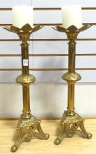 PAIR OF LARGE BRASS CANDLESTICKS