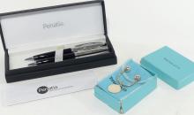 TIFFANY STERLING KEYCHAIN, PEN AND PENCIL SET