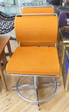 PAIR OF CHROME SWIVEL CHAIRS