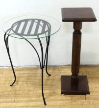 GLASS TOP PLANT STAND AND PEDESTAL