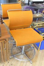 PAIR OF CHROME SWIVEL CHAIRS