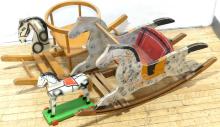 THREE VINTAGE WOODEN "HORSE" TOYS