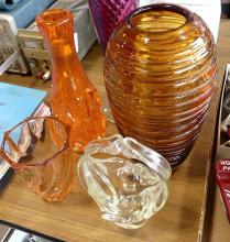 FIVE ART GLASS VASES