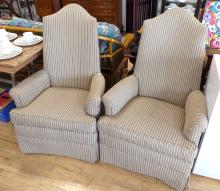 PAIR OF HIGH-BACK ARMCHAIRS