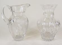 CRYSTAL PITCHER AND WATERFORD VASE