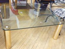 MCM GLASS TOP COFFEE TABLE