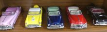 FIVE JAPANESE FRICTION TOY CARS