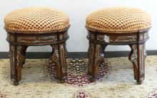 PAIR OF ANTIQUE ROSEWOOD STOOLS