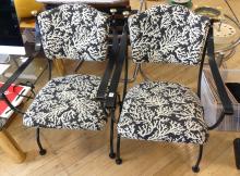 PAIR OF MCM WROUGHT IRON ARMCHAIRS
