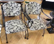 PAIR OF MCM WROUGHT IRON ARMCHAIRS