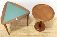 TWO TEAK SIDE TABLES