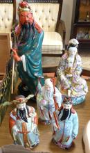 FIVE CHINESE PORCELAIN FIGURINES