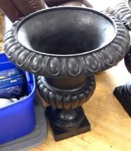PAIR OF LARGE CAST IRON GARDEN URNS