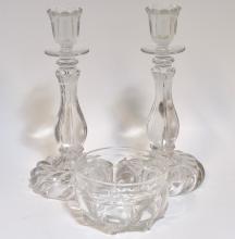 PRESSED GLASS CANDLESTICKS