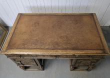 OAK LEATHER TOP DESK