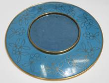 CLOISONNE PLATE AND PAIR OF BOOKENDS