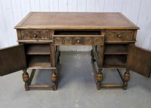 OAK LEATHER TOP DESK