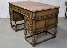 OAK LEATHER TOP DESK
