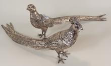 PAIR OF WEIDLICH BROTHERS SILVERPLATE PHEASANTS