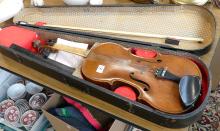 ANTIQUE VIOLIN WITH BOW AND CASE