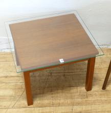 TEAK SIDE TABLE AND CHAIR