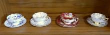 NINE ENGLISH CUPS AND SAUCERS